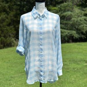 Calvin Klein Blue Paid Button Down Shirt Size Small
